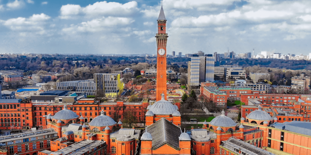 aerial view of Birmingham university
